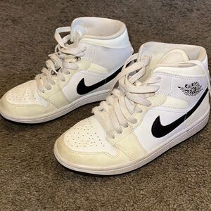 Nike Kids White and Black High-Top Sneakers